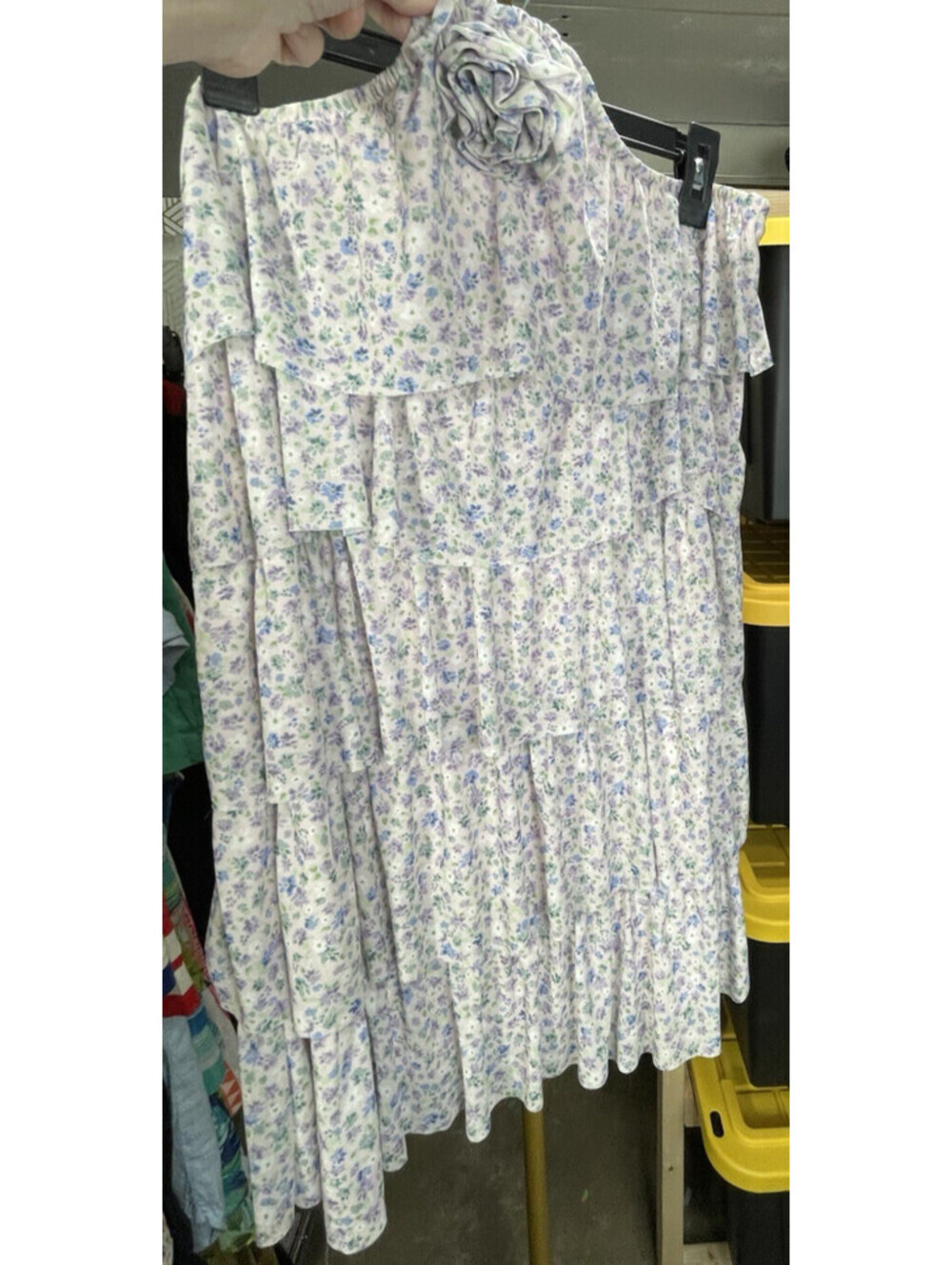 Altar'd State Multi Color Floral Tiered Ruffle Halter Dress Flower Accent Sz M